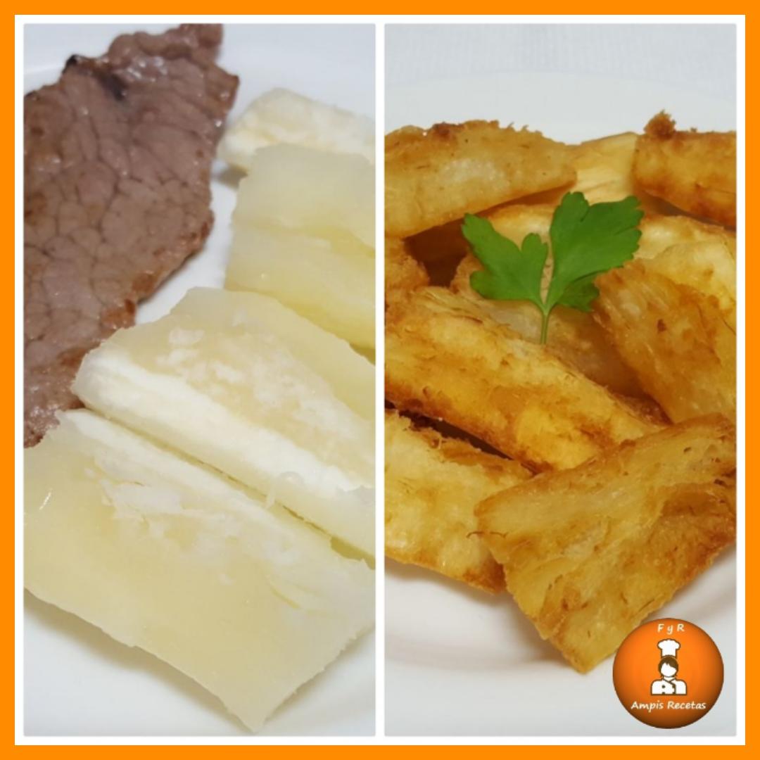 Platos con yuca cocida
