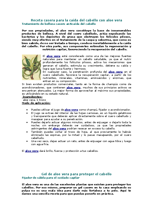 Como preparar aloe vera para la caspa